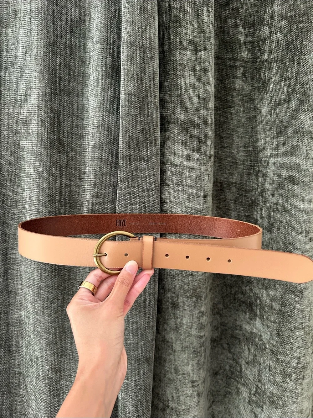 FRYE genuine Leather Round-Buckle Belt - Tan